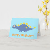 Cute Stegosaurus dinosaur kinderen gefeliciteerd Kaart (Gele Bloem)