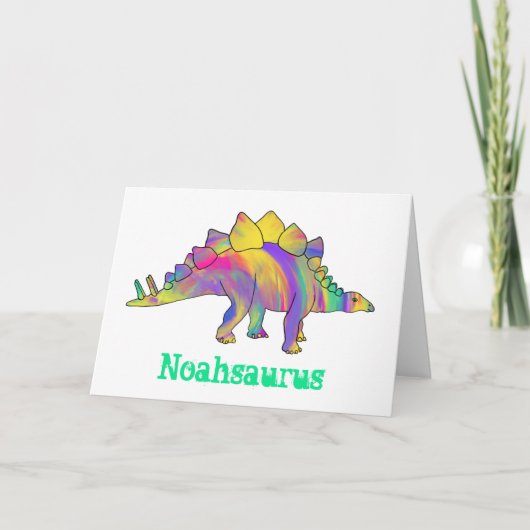 Cute Stegosaurus Dinosaur Persoonlijke verjaardag Feestdagen Kaart (Voorkant)