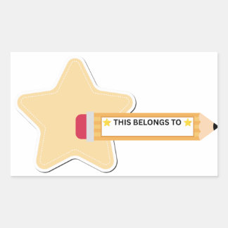 Cute Ster en Potlood Kids School Naamlabels Rechthoekige Sticker