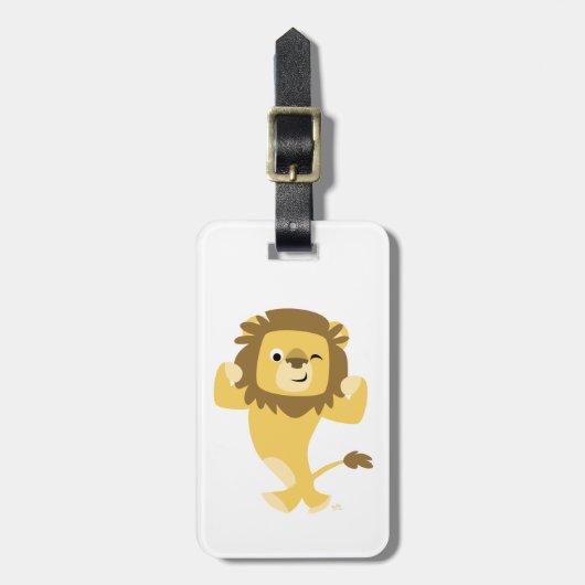 Cute Sterke Cartoon Leeuw Bagage Label (Voorkant verticaal)