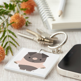 Cute Sterke Cartoon Varken Acrylaat Sleutelhanger