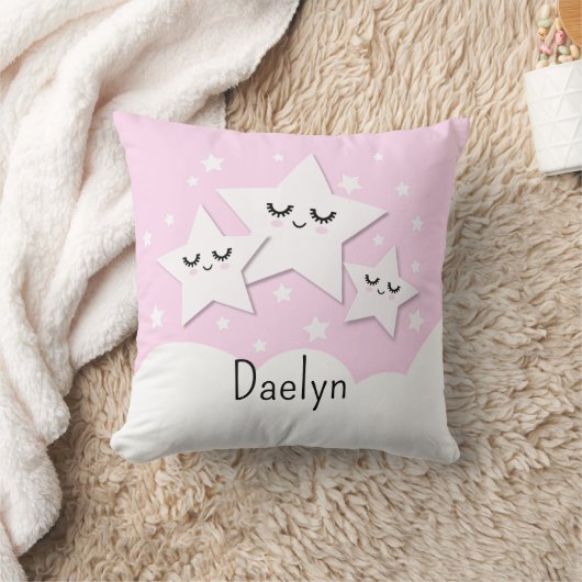 Cute sterren en wolken in roze kinder- kussen (Deken)