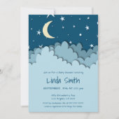 Cute Sterrennacht Blue Clouds Baby shower Kaart (Voorkant)