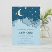 Cute Sterrennacht Blue Clouds Baby shower Kaart (Staand voorkant)
