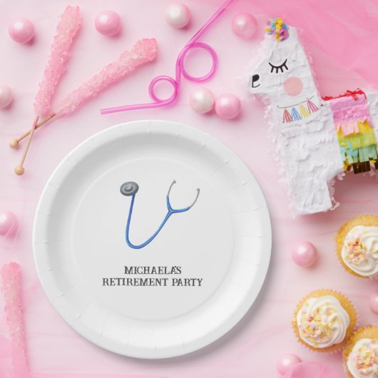 Cute Stethoscope Doctor Nurse Retirement Papieren Bordje (Feest)