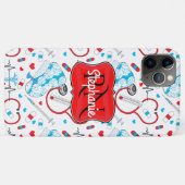 Cute Stethoscope Nurse | Arts EKG Pattern Name Case-Mate iPhone Case (Achterkant (horizontaal))