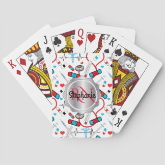 Cute Stethoscope Nurse | Arts EKG Pattern Name Pokerkaarten