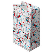 Cute Stethoscope Nurse | Doctor EKG Pattern Klein Cadeauzakje (Voorkant Gekanteld)