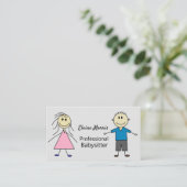 Cute Stick Boy and Girl Kinder Babysitter Visitekaartje (Staand voorkant)