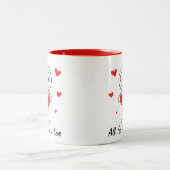 Cute Stick Figure All You Need Is Love Design Tweekleurige Koffiemok (Center)