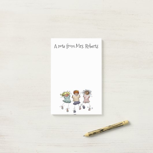 Cute Stick Figures Post-it® Notes (Op bureau)