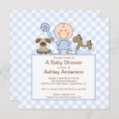 Cute Stick Figuur Boy Baby shower Kaart (Voorkant / Achterkant)