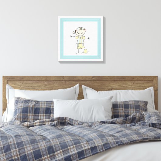 Cute Stick Figuur Boy Canvas Afdruk (Insitu (Slaapkamer))
