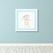Cute Stick Figuur Boy Canvas Afdruk (Insitu (Houten vloer))