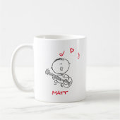 Cute Stick Figuur Boy Plays Guitar Koffiemok (Links)