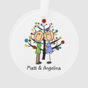 Cute Stick Figuur Couple Holiday Ornament