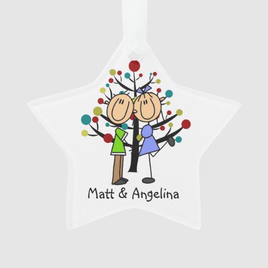 Cute Stick Figuur Couple Holiday Ornament (voorkant)