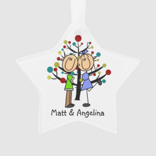 Cute Stick Figuur Couple Holiday Ornament
