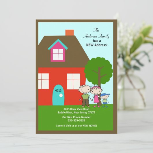 CUTE Stick Figuur Familie ~ Bewegende Aankondiging (Staand voorkant)