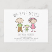 Cute Stick Figuur Familie Bewegende Aankondiging (Voorkant)