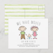 Cute Stick Figuur Familie Bewegende Aankondiging (Voorkant / Achterkant)