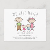 Cute Stick Figuur Familie Bewegende Aankondiging (Voorkant)