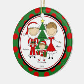 Cute Stick Figuur Familie van 3 kerstversiering Keramisch Ornament (Links)