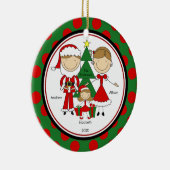 Cute Stick Figuur Familie van 3 kerstversiering Keramisch Ornament (Rechts)