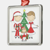 Cute Stick Figuur Familie van 3 kerstversiering Metalen Ornament (Links)