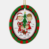 Cute Stick Figuur Familie van 4 kerstversiering Keramisch Ornament (Rechts)