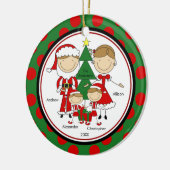 Cute Stick Figuur Familie van 4 kerstversiering Keramisch Ornament (Links)