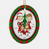 Cute Stick Figuur Familie van 4 kerstversiering Keramisch Ornament (Rechts)