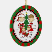 Cute Stick Figuur Familie van 4 kerstversiering Keramisch Ornament (Rechts)