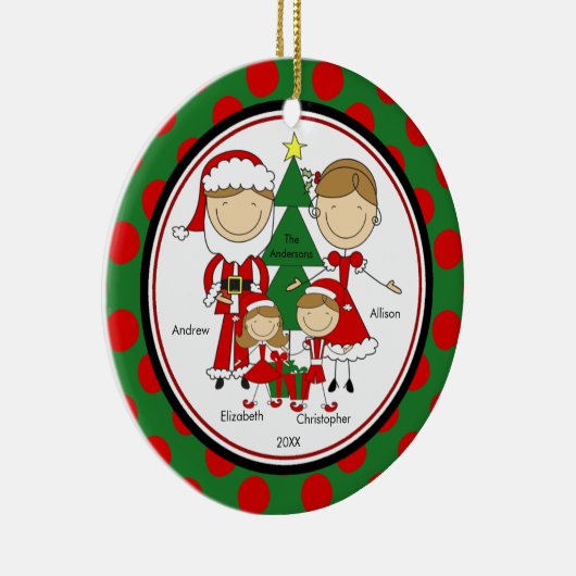 Cute Stick Figuur Familie van 4 kerstversiering Keramisch Ornament (Rechts)