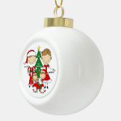 Cute Stick Figuur Familie van 4 kerstversiering Keramische Bal Ornament (Rechts)