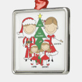 Cute Stick Figuur Familie van 4 kerstversiering Metalen Ornament (Links)
