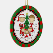 Cute Stick Figuur Familie van 5 Kerstversiering Keramisch Ornament (Rechts)