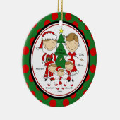 Cute Stick Figuur Familie van 5 Kerstversiering Keramisch Ornament (Rechts)