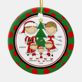Cute Stick Figuur Familie van 5 Kerstversiering Keramisch Ornament (Voorkant)