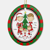 Cute Stick Figuur Familie van 5 Kerstversiering Keramisch Ornament (Links)
