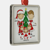 Cute Stick Figuur Familie van 5 Kerstversiering Metalen Ornament (Rechts)