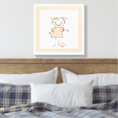 Cute Stick Figuur Girl Canvas Afdruk (Insitu (Slaapkamer))