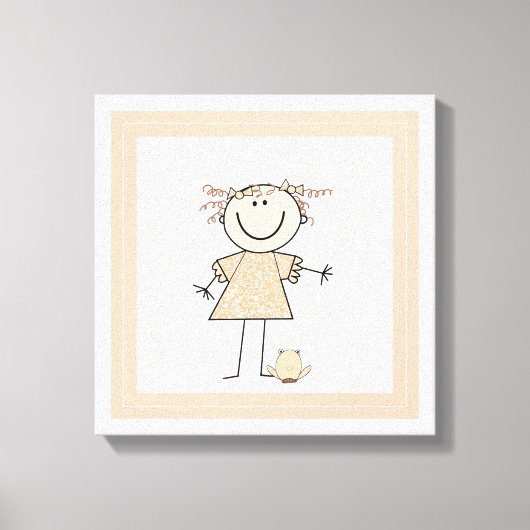 Cute Stick Figuur Girl Canvas Afdruk (Voorkant)