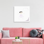 Cute Stick Figuur Girl Canvas Afdruk (Insitu (Woonkamer))