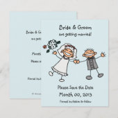 Cute Stick Figuur sparen de Kaarten van de Datum (Voorkant / Achterkant)