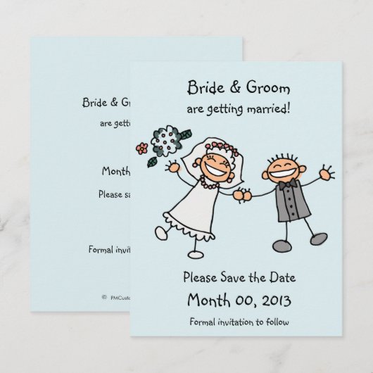 Cute Stick Figuur sparen de Kaarten van de Datum (Voorkant / Achterkant)