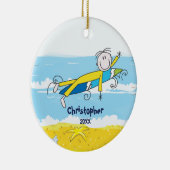 Cute Stick Figuur Surfer Boy kerstversiering Keramisch Ornament (Rechts)