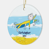 Cute Stick Figuur Surfer Boy kerstversiering Keramisch Ornament (Links)