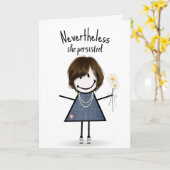 Cute Stick Girl in Denim Dress Inspiration Kaart (Gele Bloem)