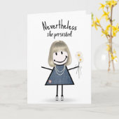 Cute Stick Girl in Denim Dress Inspiration Kaart (Gele Bloem)